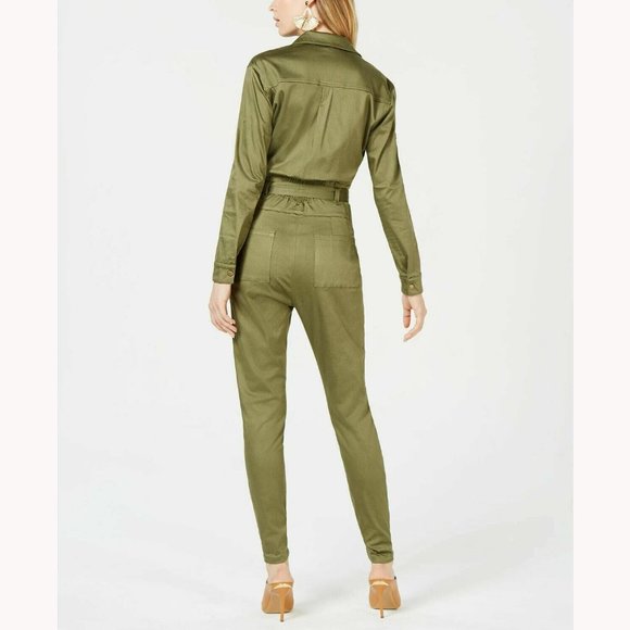 💥EDGY CHIC💥TENZ CVLT CONVERTIBLE SLEEVE ZIP-UP UTILITY JUMPSUIT in ARMY GREEN - Picture 4 of 16